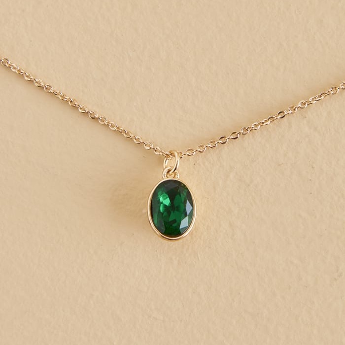 Emerald Birthstone Pendant Necklace 12$
